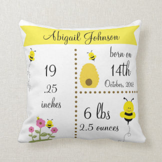 Niedliche Bummel Bee Baby Geburtshaus Ankündigung  Kissen