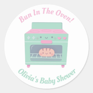 Niedliche Bun in der Oven-Baby-Dusche Dekoration Runder Aufkleber