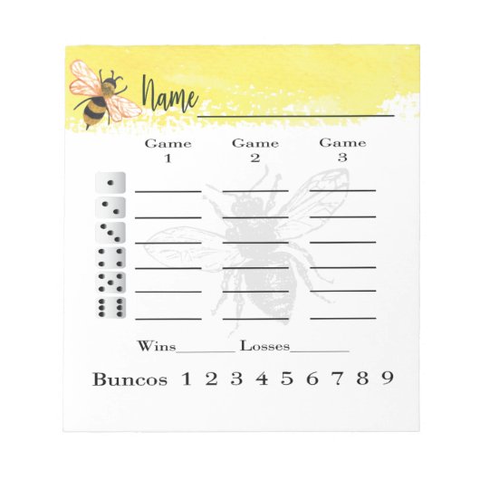 Niedliche Bunco Score Sheets Notizblock (Vorderseite)