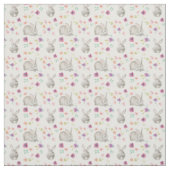Niedliche Bunne und Blume.Weiß. Stoff (Muster)