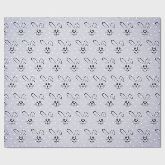 Niedliche Bunnies auf Polka-Punkten Geschenkpapier (Flach)