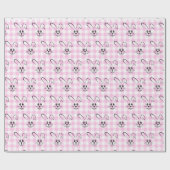 Niedliche Bunnies auf rosa Gingham Geschenkpapier (Flach)