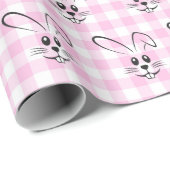 Niedliche Bunnies auf rosa Gingham Geschenkpapier (Rolleneckpunkt)