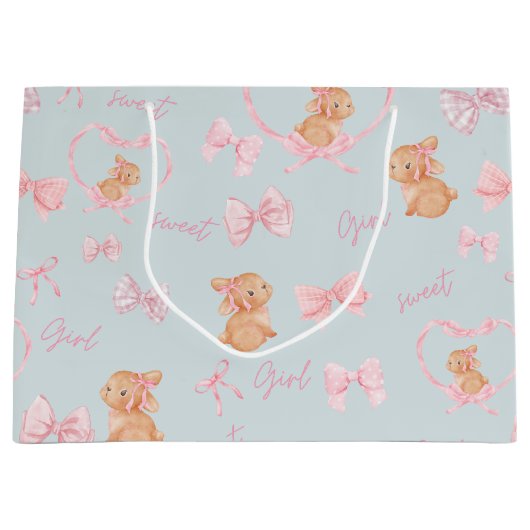 Niedliche Bunnies & Bows Minzbeutel Große Geschenktüte (Vorderseite)