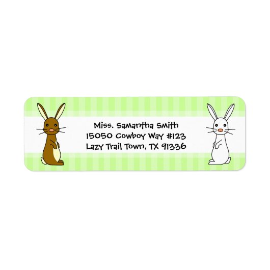Niedliche Bunnies Green Strip Rücksendeadressen-Au (Vorne)