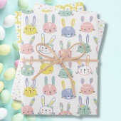 Niedliche Bunnies mit Blume in Pastellfarben Geschenkpapier Set