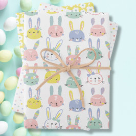 Niedliche Bunnies mit Blume in Pastellfarben Geschenkpapier Set