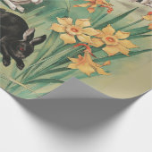 Niedliche Bunnies mit düsteren Blume Antikes Oster Geschenkpapier (Ecke)