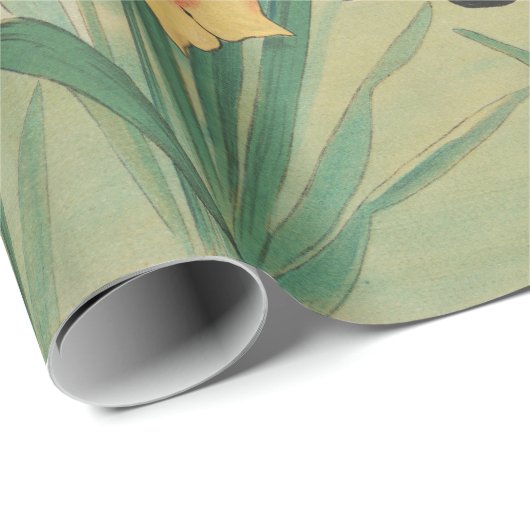 Niedliche Bunnies mit düsteren Blume Antikes Oster Geschenkpapier (Rolleneckpunkt)