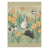 Niedliche Bunnies mit düsteren Blume Antikes Oster Tischdecke (Vorderseite)