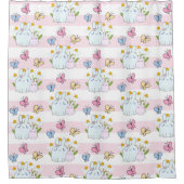 Niedliche Bunnies mit Frühlingsmessen und Schmette Duschvorhang (Vorderseite)