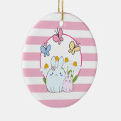 Niedliche Bunnies mit Frühlingsmessen und Schmette Keramik Ornament (Rechts)