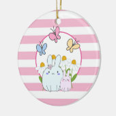 Niedliche Bunnies mit Frühlingsmessen und Schmette Keramik Ornament (Links)