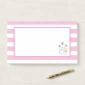 Niedliche Bunnies mit Frühlingsmessen und Schmette Post-it Klebezettel (Auf Schreibtisch)