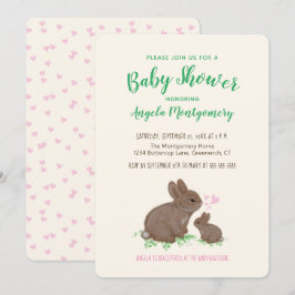 Niedliche Bunnies mit Herz-Baby-Dusche Einladung