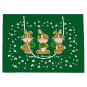Niedliche Bunnies mit Kleeblättern St.Patrick's Da Große Geschenktüte (Vorderseite)