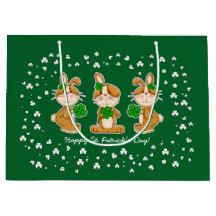 Niedliche Bunnies mit Kleeblättern St.Patrick's Da