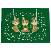 Niedliche Bunnies mit Kleeblättern St.Patrick's Da Große Geschenktüte (Rückseite)