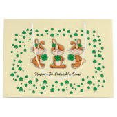Niedliche Bunnies mit Kleeblättern St.Patrick's Da Große Geschenktüte (Vorderseite)