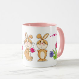 Niedliche Bunnies mit Tulips Ostergeschenk Tasse