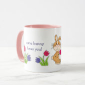 Niedliche Bunnies mit Tulips Ostergeschenk Tasse (Vorderseite Links)