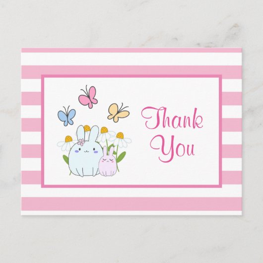 Niedliche Bunnies, Schmetterlinge und Blume Party  Postkarte (Vorderseite)