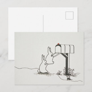 Niedliche Bunnies suchen nach einer Mail Postkarte
