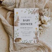 Niedliche Bunnies und Grüne Babydusche Einladung