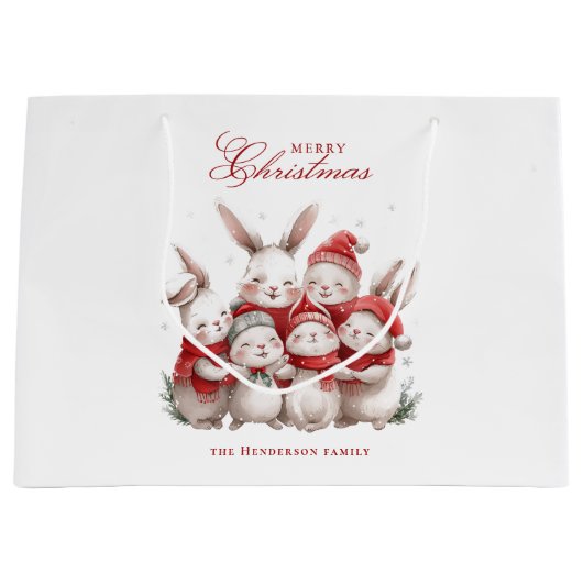 Niedliche bunnies und Individuelle Name Frohe Weih Große Geschenktüte (Vorderseite)