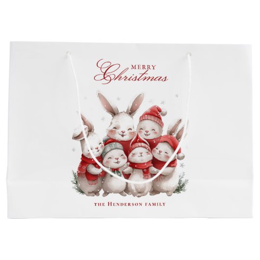 Niedliche bunnies und Individuelle Name Frohe Weih Große Geschenktüte (Rückseite)