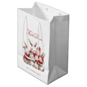 Niedliche bunnies und Individuelle Name Frohe Weih Mittlere Geschenktüte (Vorderseite Schrägansicht)