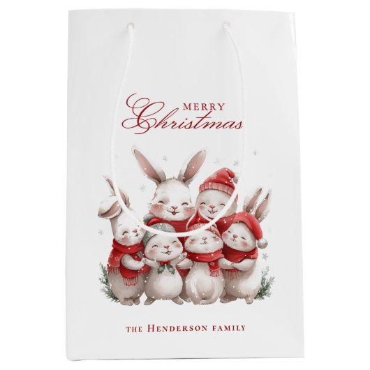 Niedliche bunnies und Individuelle Name Frohe Weih Mittlere Geschenktüte (Vorderseite)