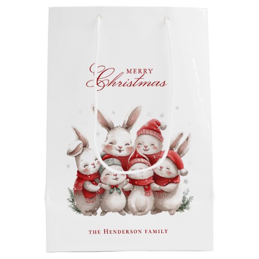 Niedliche bunnies und Individuelle Name Frohe Weih Mittlere Geschenktüte (Rückseite)