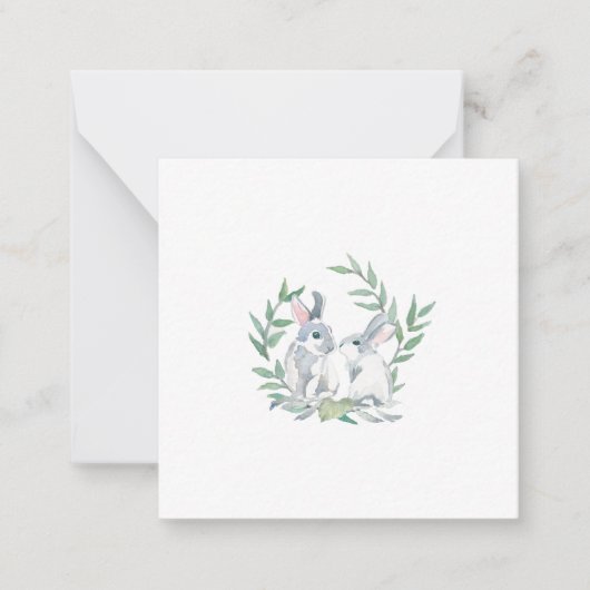 Niedliche Bunnies und Laurel Wreath Note Card Mitteilungskarte (Vorderseite)