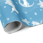 Niedliche Bunnies und Sterne auf blau Geschenkpapier (Rolleneckpunkt)