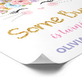 Niedliche Bunny 1. Geburtstag Rainbow Begrüßung De Poster (Ecke)