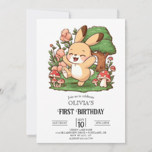 Niedliche Bunny am 1. Geburtstag digital Einladung