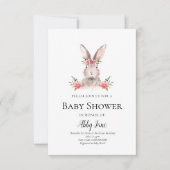 Niedliche Bunny Baby Shower Invitation Girl Einladung (Vorderseite)