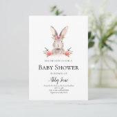Niedliche Bunny Baby Shower Invitation Girl Einladung (Stehend Vorderseite)