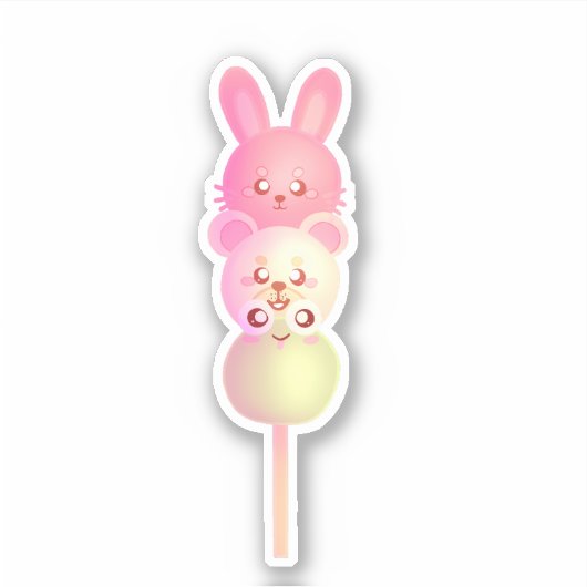 Niedliche Bunny-, Bär- und Frosch-Dango Aufkleber (Vorderseite)