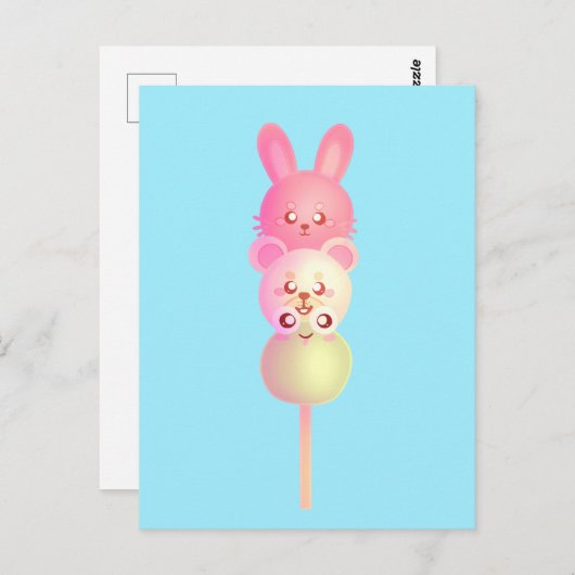 Niedliche Bunny-, Bär- und Frosch-Dango Postkarte (Vorne/Hinten)