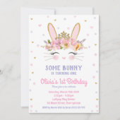 Niedliche Bunny Birthday Einladungen Girls Rabbit (Vorderseite)