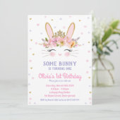 Niedliche Bunny Birthday Einladungen Girls Rabbit (Stehend Vorderseite)