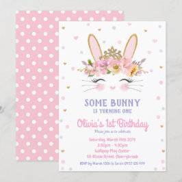 Niedliche Bunny Birthday Einladungen Girls Rabbit