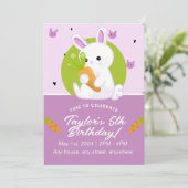 Niedliche Bunny Birthday Party Einladung. Bearbeit Einladung (Stehend Vorderseite)