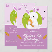 Niedliche Bunny Birthday Party Einladung. Bearbeit Einladung (Vorne/Hinten)