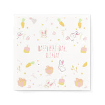 Niedliche Bunny Birthday Party Napkins Hop Two It