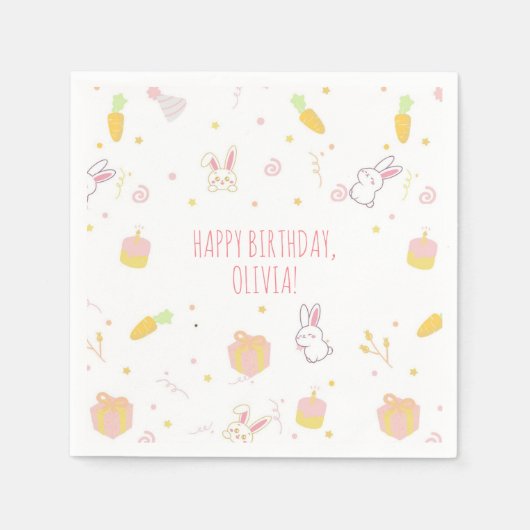 Niedliche Bunny Birthday Party Napkins Hop Two It Serviette (Vorderseite)