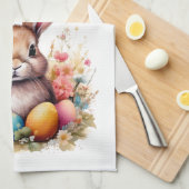 Niedliche Bunny Bunny Colorful Eggs Blume Frohe Os Geschirrtuch (Viertel Falte)