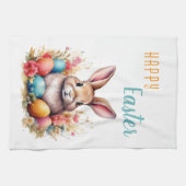 Niedliche Bunny Bunny Colorful Eggs Blume Frohe Os Geschirrtuch (Horizontal)